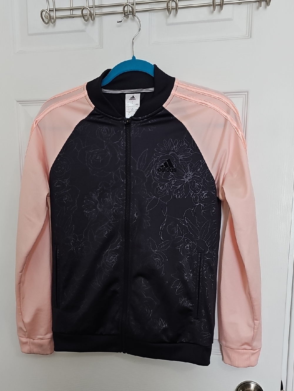 adidas Black & Light Pink Floral Zip-Up Rashguard Jacket